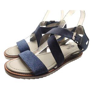 JBU By Jambu Womens Caymen 8M Vegan Sandals Navy With Memory Foam Comfort Sole